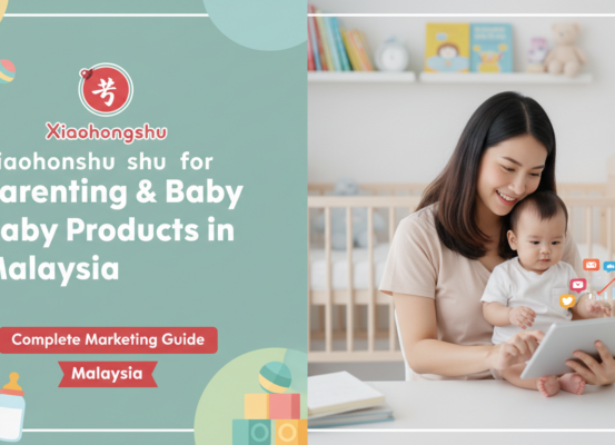 Banner with title 'Xiaohongshu for Parenting & Baby Products in Malaysia: Complete Marketing Guide' in modern font.
