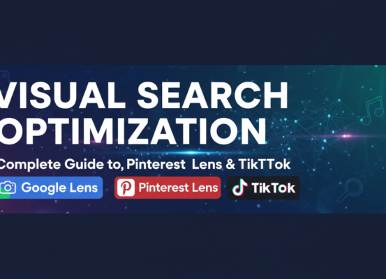 Banner with 'Visual Search Optimization: Guide to Google Lens, Pinterest Lens & TikTok' title