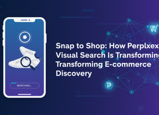 Blog banner titled 'Snap to Shop: How Perplexity's Visual Search Is Transforming E-commerce Discovery' with a modern, tech-inspired design.
