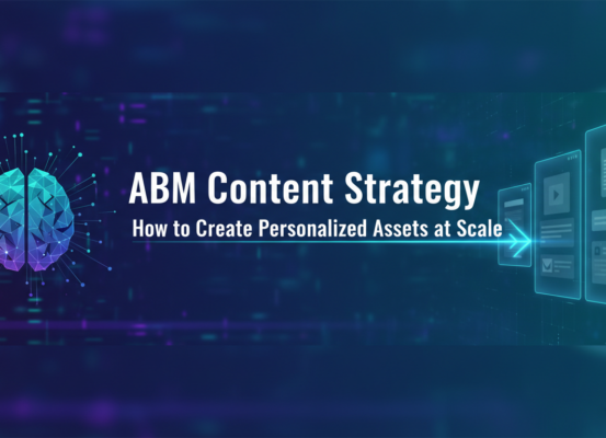 Blog banner with 'ABM Content Strategy' title on a digital-themed background