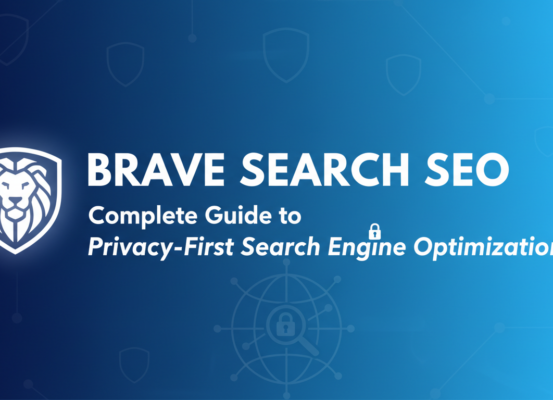 Blog banner with 'Brave Search SEO: Complete Guide to Privacy-First Search Engine Optimization'