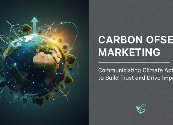 Blog banner with 'Carbon Offset Marketing' title on a green backdrop.