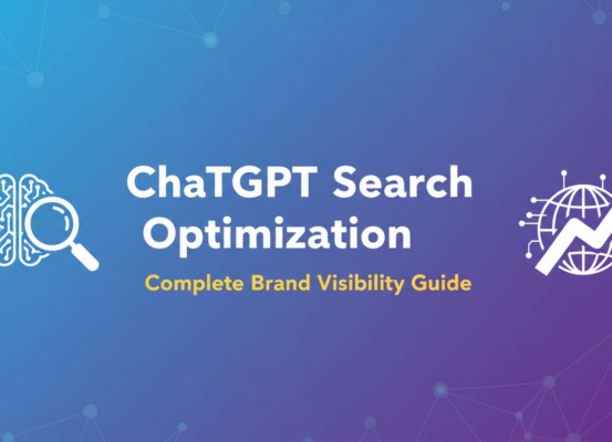 Blog banner with 'ChatGPT Search Optimization: Complete Brand Visibility Guide' title