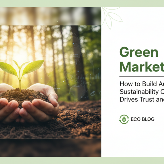 Blog banner with 'Green Marketing: Building Authentic Sustainability Communication' title