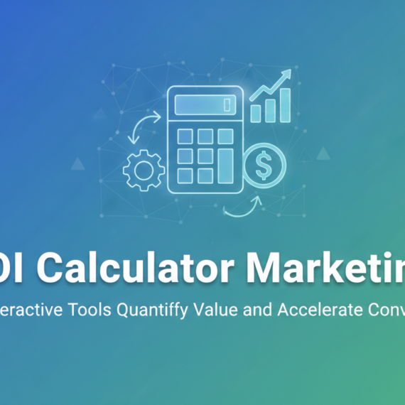 Blog banner with 'ROI Calculator Marketing' title and dollar signs, emphasizing value.