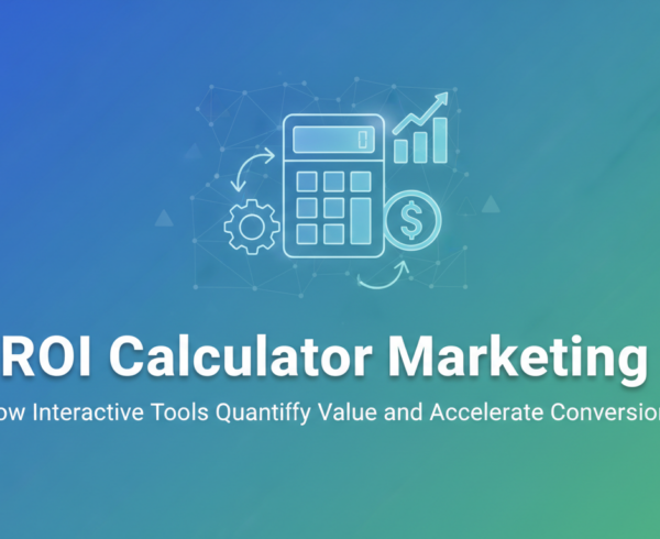 Blog banner with 'ROI Calculator Marketing' title and dollar signs, emphasizing value.