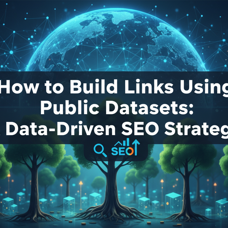 Blog banner with title 'How to Build Links Using Public Datasets: A Data-Driven SEO Strategy'