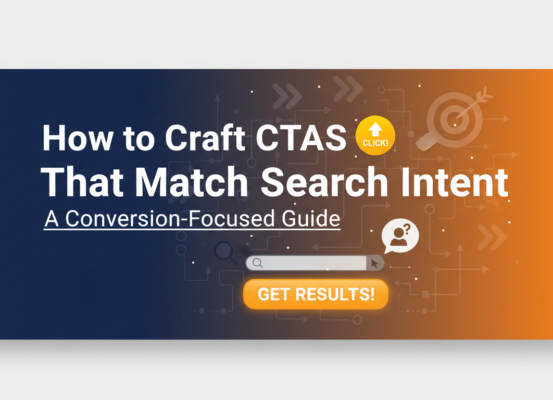 Blog banner with title 'How to Craft CTAs That Match Search Intent: A Conversion-Focused Guide' in bold, modern font on a clean background.