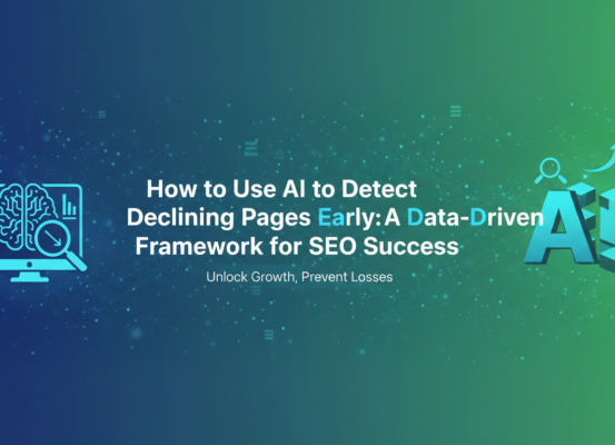 Blog banner with title 'How to Use AI to Detect Declining Pages Early' on a tech-themed background