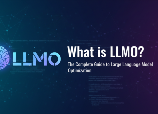Blog banner with title 'What is LLMO? The Complete Guide to Large Language Model Optimization'