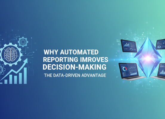 Blog banner with title 'Why Automated Reporting Improves Decision-Making' in bold letters