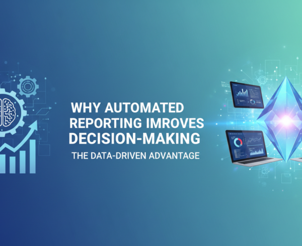 Blog banner with title 'Why Automated Reporting Improves Decision-Making' in bold letters