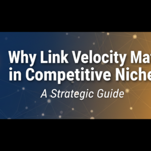 Blog banner with title 'Why Link Velocity Matters in Competitive Niches: A Strategic Guide' on a sleek, modern background.