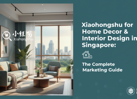 Blog banner with title 'Xiaohongshu for Home Decor & Interior Design in Singapore' in stylish font.