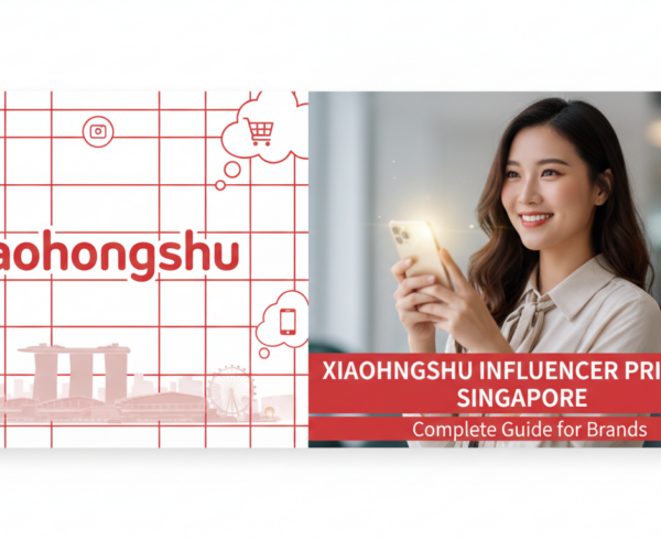 Blog banner with title 'Xiaohongshu Influencer Pricing Singapore: Complete Guide for Brands', sleek design