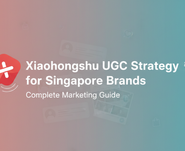 Blog banner with title 'Xiaohongshu UGC Strategy for Singapore Brands: Complete Marketing Guide' in bold font.