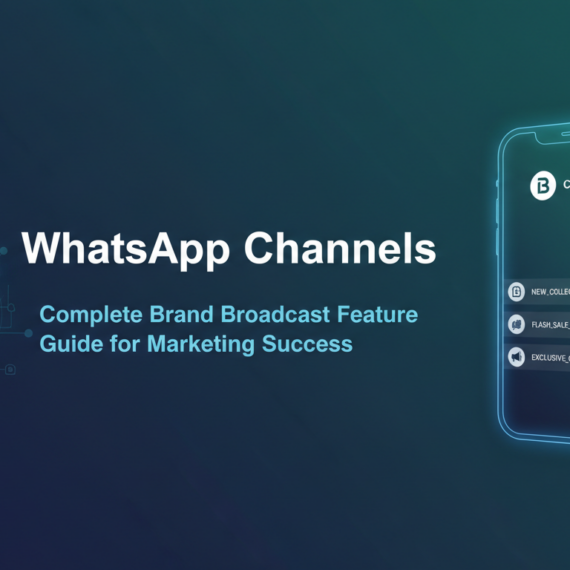 Blog banner with 'WhatsApp Channels: Complete Brand Broadcast Feature Guide for Marketing Success' title