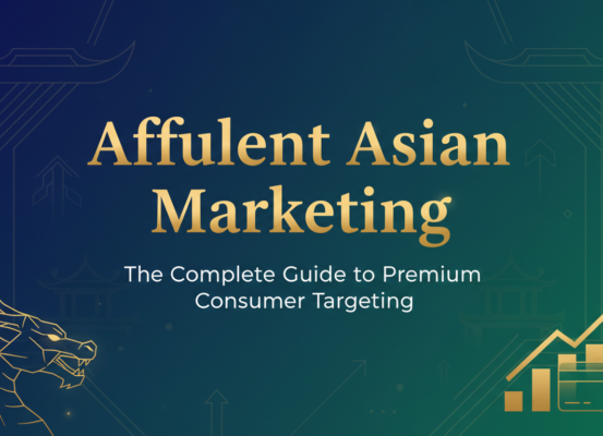 Elegant banner with 'Affluent Asian Marketing' title in luxurious font