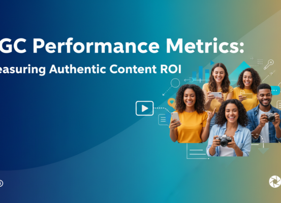 Banner displaying 'UGC Performance Metrics: Measuring Authentic Content ROI' with a professional design.