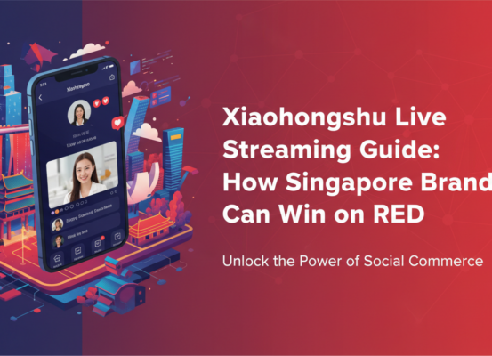 Banner titled 'Xiaohongshu Live Streaming Guide' with Singapore skyline.