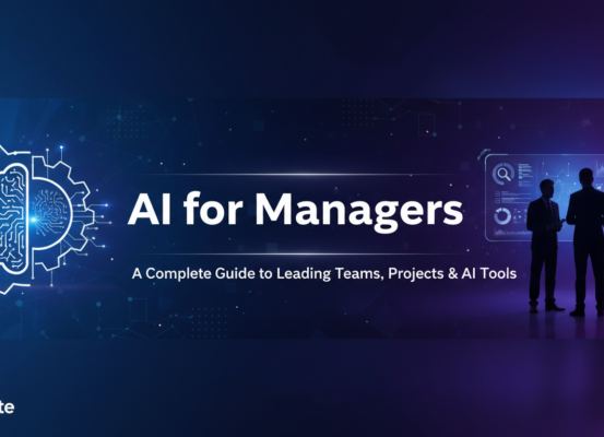 Banner with 'AI for Managers: A Complete Guide to Leading Teams, Projects & AI Tools' title.