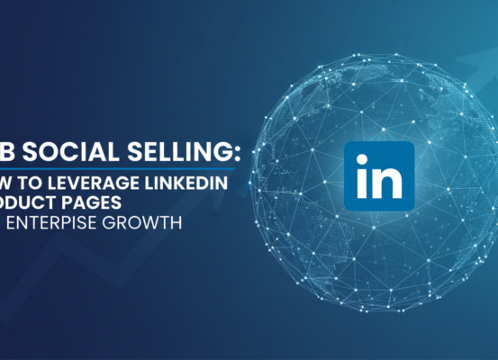 Banner with 'B2B Social Selling' title, LinkedIn logo, and business growth graphics