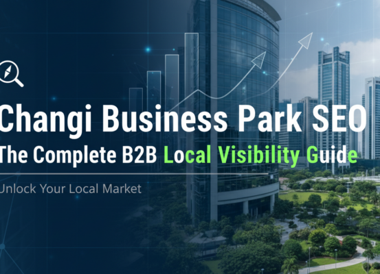 Banner with 'Changi Business Park SEO: The Complete B2B Local Visibility Guide' in bold text.