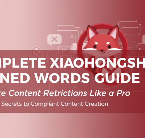 Banner with 'Complete Xiaohongshu Banned Words Guide' title on a digital backdrop.