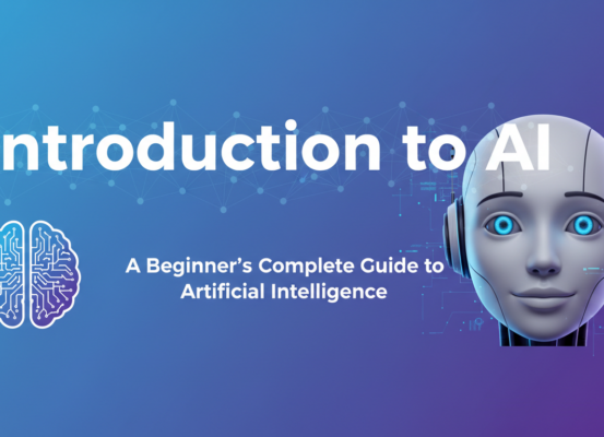 Banner with 'Introduction to AI: A Beginner's Complete Guide to Artificial Intelligence' title