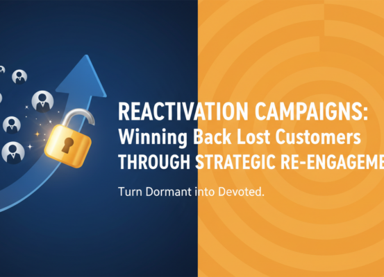 Banner with title 'Reactivation Campaigns: Winning Back Lost Customers' in bold letters.