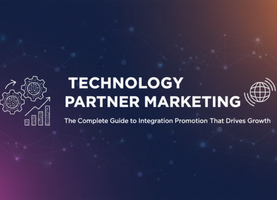 Banner with title 'Technology Partner Marketing: The Complete Guide' on a tech-themed background