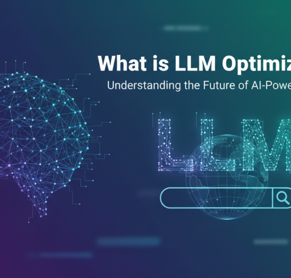 Banner with title 'What is LLM Optimization? Understanding the Future of AI-Powered Search' over a futuristic digital background