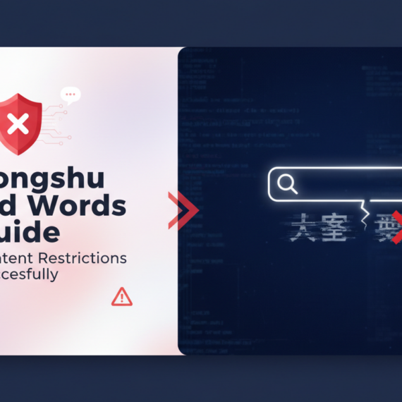 Banner with title 'Xiaohongshu Banned Words Guide' on a digital-themed background.