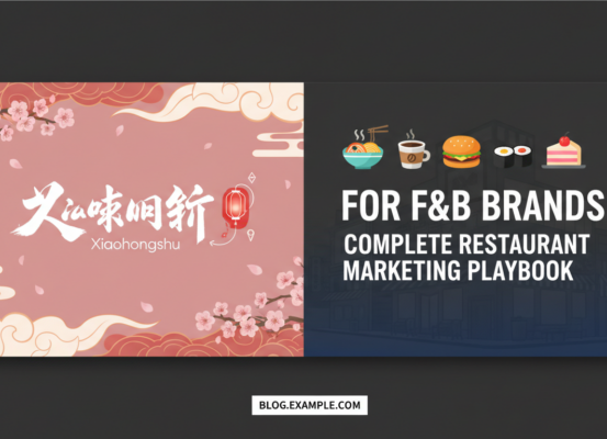 Banner with 'Xiaohongshu for F&B Brands: Complete Restaurant Marketing Playbook' title, modern design.