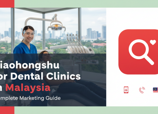 Blog banner featuring 'Xiaohongshu for Dental Clinics in Malaysia: Complete Marketing Guide' title with dental iconography.