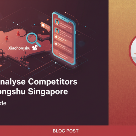 Blog banner: 'How to Analyse Competitors on Xiaohongshu Singapore: Complete Guide', featuring modern design elements.
