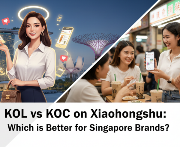 Blog banner titled 'KOL vs KOC on Xiaohongshu: Which is Better for Singapore Brands?'