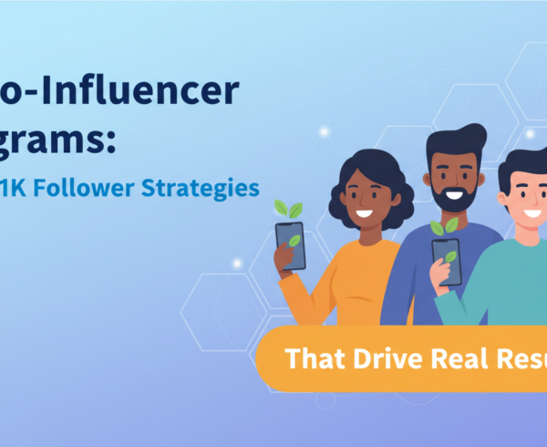 Blog banner titled 'Nano-Influencer Programs' with vibrant social media icons.