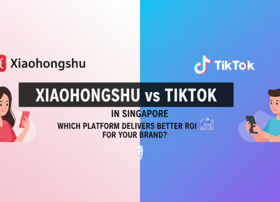 Blog banner titled 'Xiaohongshu vs TikTok in Singapore' with vibrant graphics