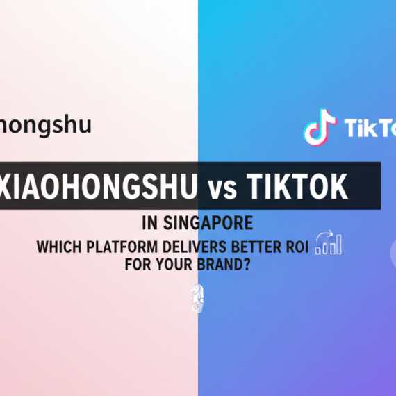 Blog banner titled 'Xiaohongshu vs TikTok in Singapore' with vibrant graphics