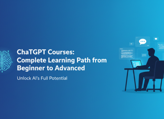 Blog banner with 'ChatGPT Courses: Complete Learning Path from Beginner to Advanced' title.