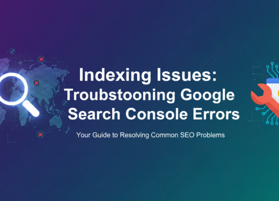 Blog banner with title 'Indexing Issues: Troubleshooting Google Search Console Errors'