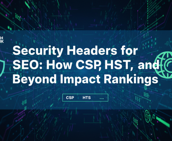 Blog banner with title 'Security Headers for SEO: How CSP, HSTS, and Beyond Impact Rankings' in bold.