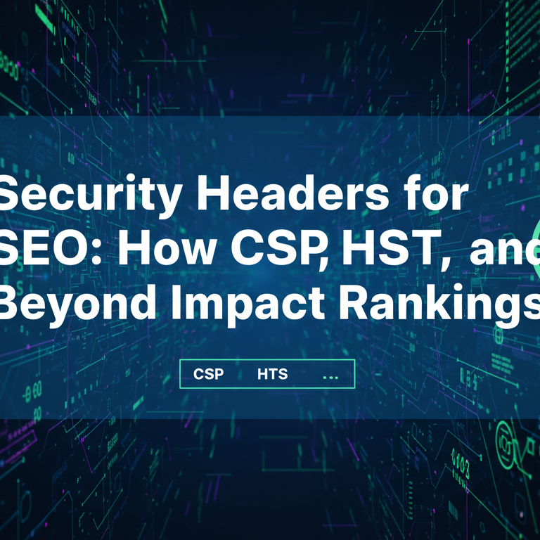 Blog banner with title 'Security Headers for SEO: How CSP, HSTS, and Beyond Impact Rankings' in bold.