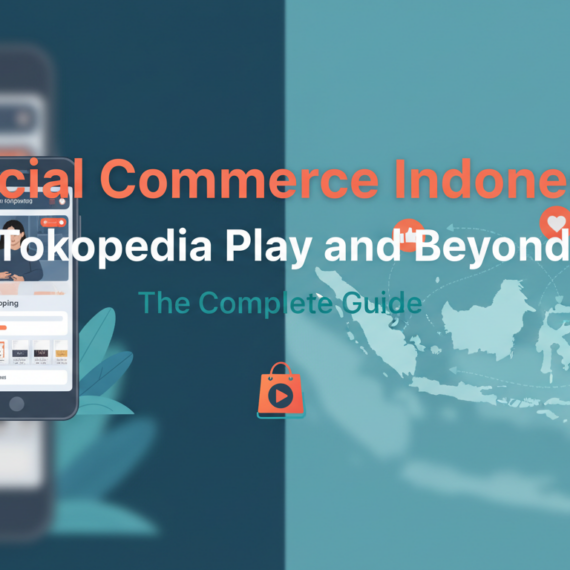 Blog banner with title 'Social Commerce Indonesia: Tokopedia Play and Beyond - The Complete Guide' in bold text, set against a dynamic, colorful background.