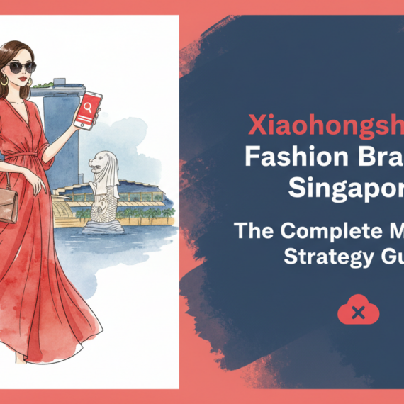 Blog banner with title 'Xiaohongshu for Fashion Brands in Singapore: The Complete Marketing Strategy Guide', featuring stylish fashion motifs and a modern design.