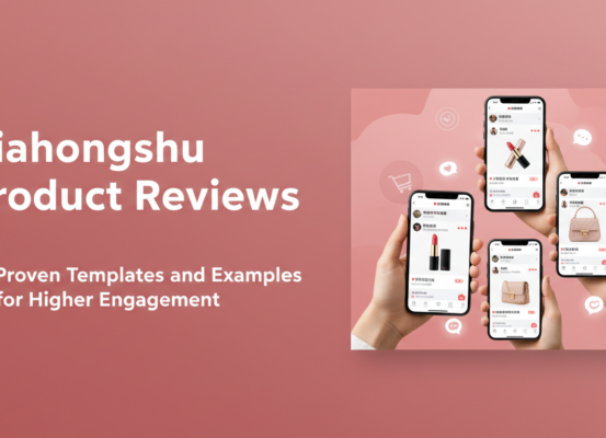 Blog banner with title 'Xiaohongshu Product Reviews: Proven Templates and Examples for Higher Engagement' on a sleek, modern design.