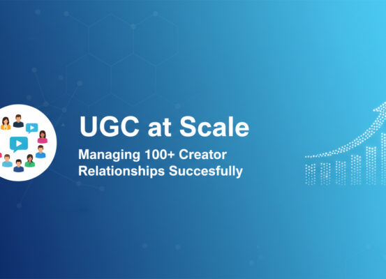 Blog banner with 'UGC at Scale: Managing 100+ Creator Relationships Successfully' title