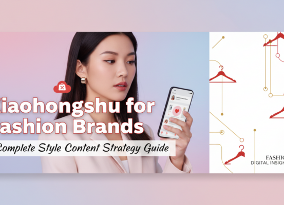 Blog banner with 'Xiaohongshu for Fashion Brands' title, stylish design