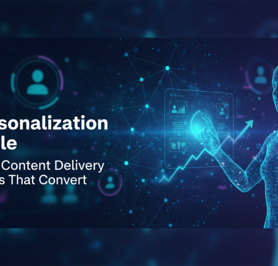 Banner with 'AI Personalization at Scale' title, vibrant colors, tech-themed design